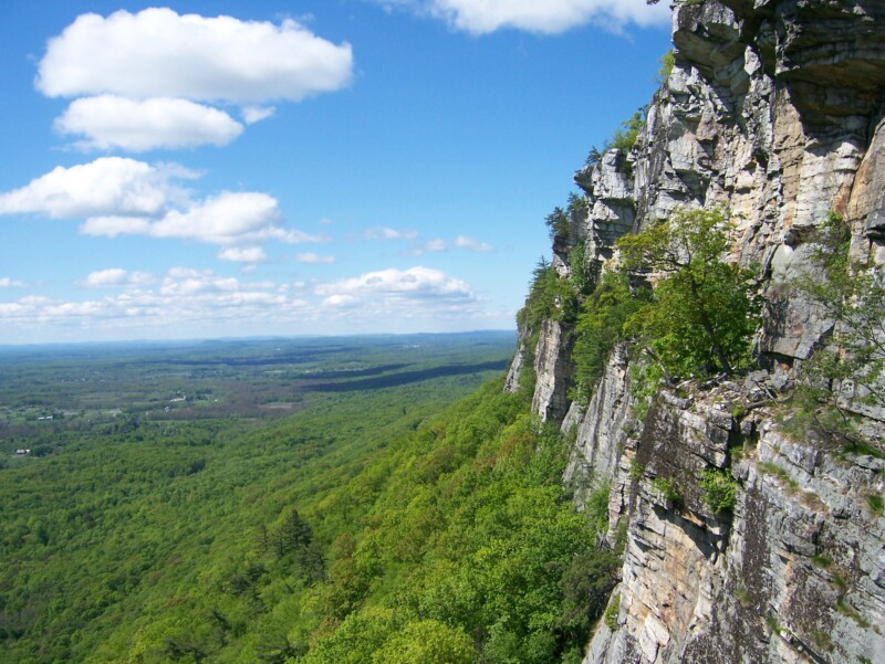 The Trapps cliff of Shawangunk Ridge located at Mohonk Preserve near New Paltz, New York