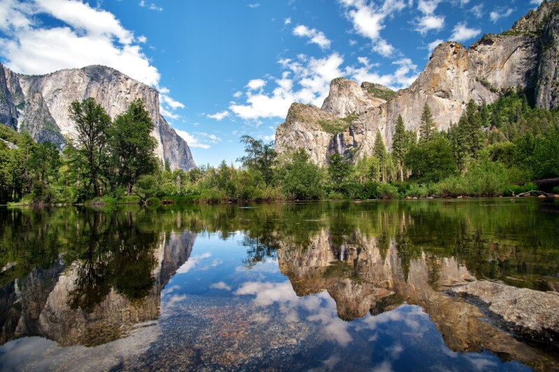 Yosemite Valley with El Capitan, Sentinel Rock, Cathedral Rocks, and Bridalveil Fall, California